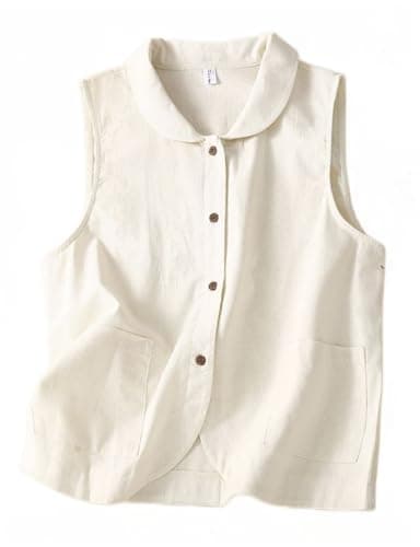 IDEALSANXUN Linen Vest Women 2024 Spring Blazer Outfits — White