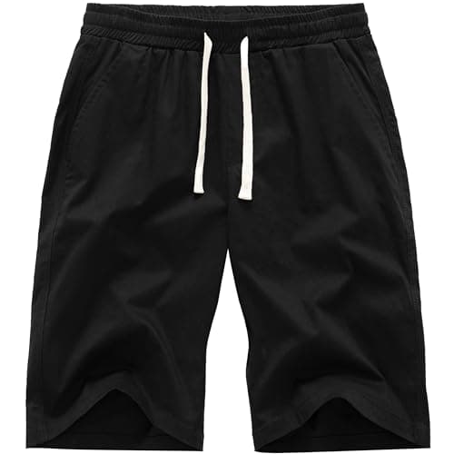VTUAOL Men's Cargo Shorts with Elastic Waist and Multiple Pockets — C-black