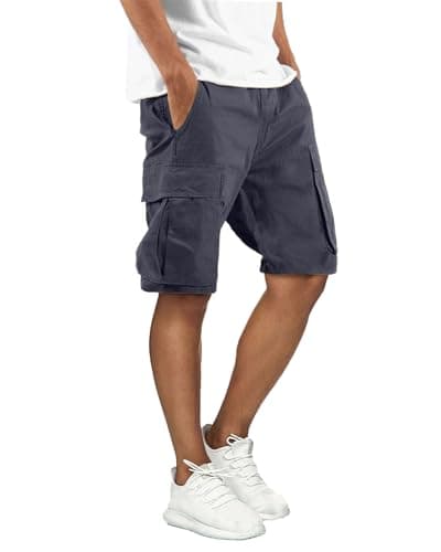Whox Men's Relaxed Fit Cotton Cargo Shorts with Pockets — Darkgrey