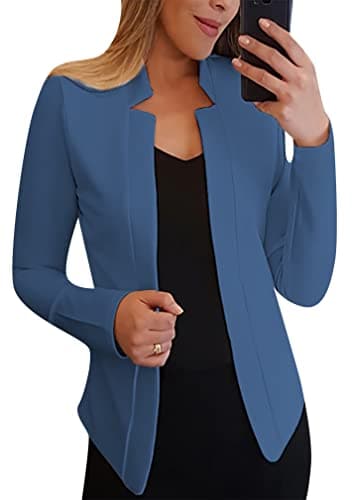 BOFETA Women's Lightweight Long Sleeve Open Front Business Blazer — Blue