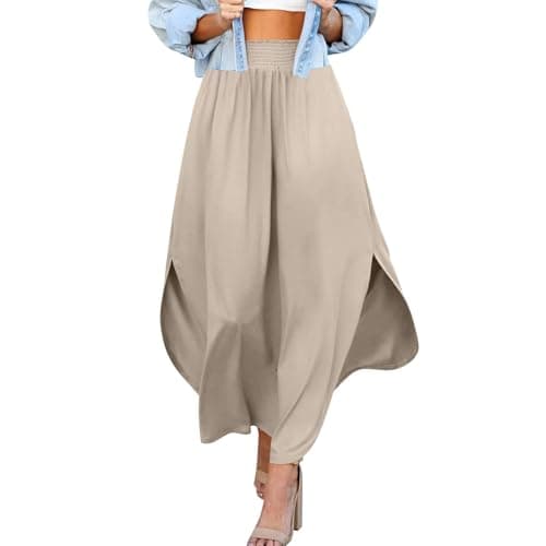 JJHAEVDY Women's Elastic Maxi Skirt with Pockets — Khaki