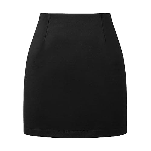 Women's Plaid Wool Mini Skirt for Fall and Winter — Pure Black