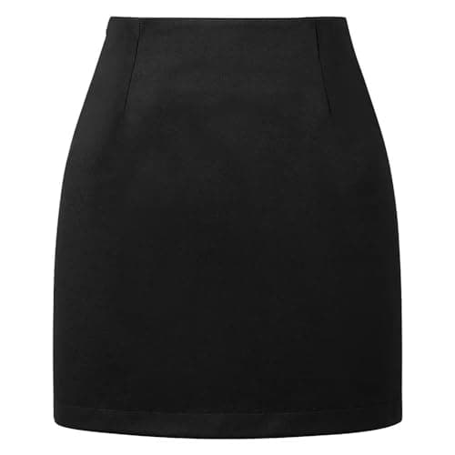 DAYINKEE Women's High Waisted Plaid Bodycon Mini Skirts — Black