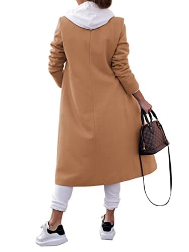 Zwurew Women's Double Breasted Pea Coat Wool Blend Winter Jackets