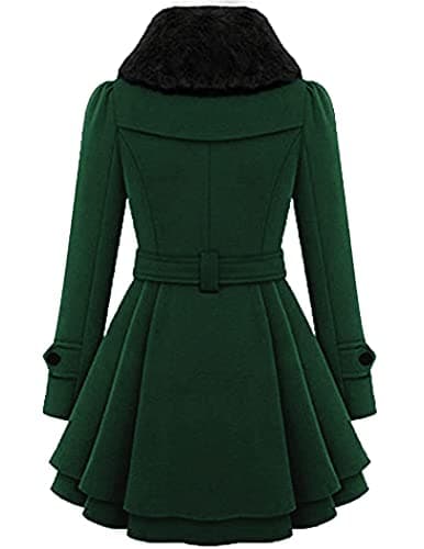 Zeagoo Women's Faux Fur Trench Coat Winter Warm Double-Breasted Jacket S-2XL