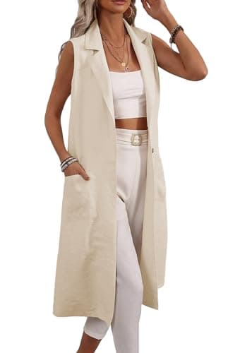 Mina Self 2025 Lightweight Summer Linen Blazer Jacket for Women Casual Work Outerwear with Pockets