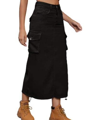 Cargo Denim Skirt for Women — 1-black