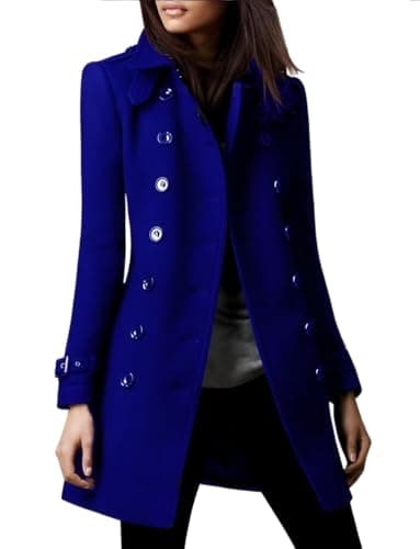 Women's Double Breasted Wool Pea Coat for Fall/Winter Fashion
