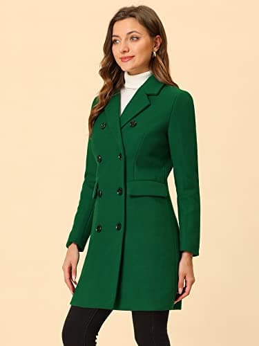 Allegra K Women's Elegant Notched Lapel Winter Trench Coat