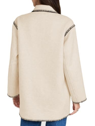 Yousify Women's Mid Length Wool Pea Coat Casual Winter Jacket