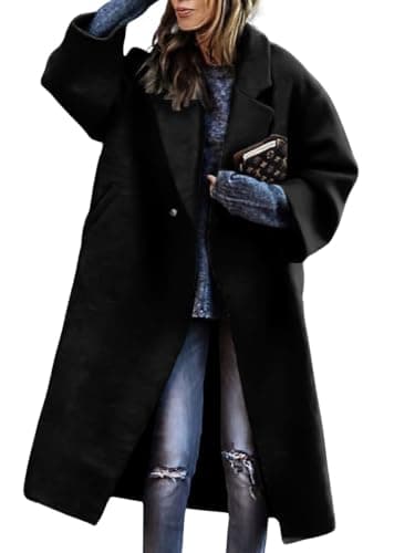 Chouyatou Women's Winter Double Breasted Midi Wool Coat — Black