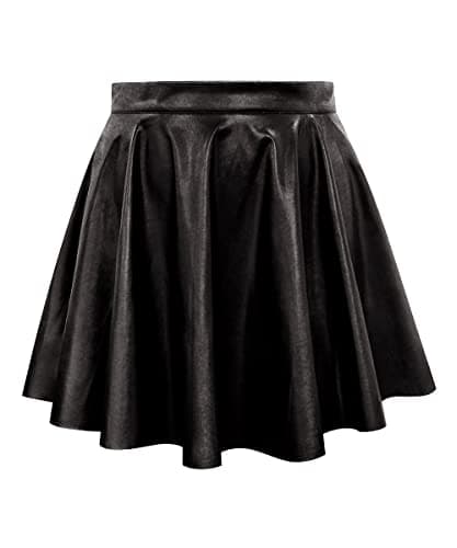 RITERA Plus Size Flared Casual Mini Skater Skirt/Pleated Plaid XL-5XL — 02-solid Black