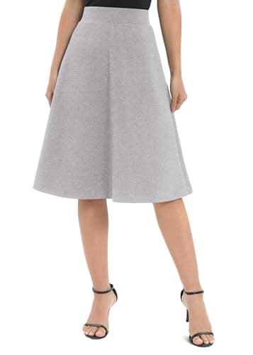 Urban CoCo Women's Elastic Flare Midi Skirt — Heather Grey