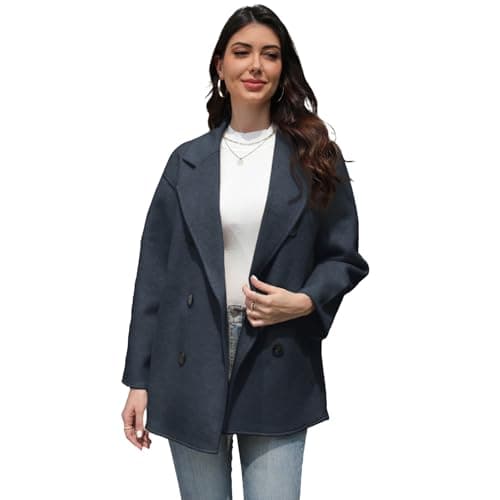 BEINF Women's Classic Double Breasted Wool Coat Safe Warm — Dark Grey