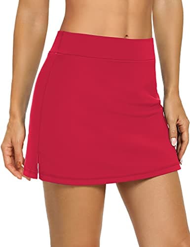 LouKeith Women's Golf Skirts Mini Skorts Summer Workout Shorts with Pockets — Red