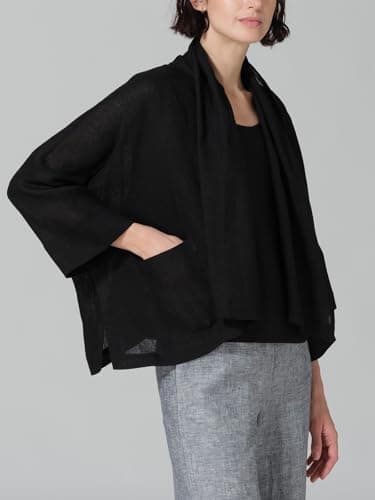 IDEALSANXUN Lightweight Linen Summer Cardigan Blazer Jackets for Women
