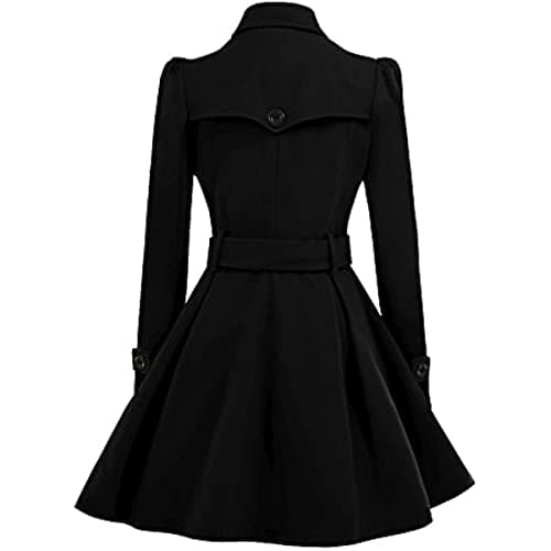 ForeMode Women'sDouble Breasted Wool Pea Coat with Belt Buckle