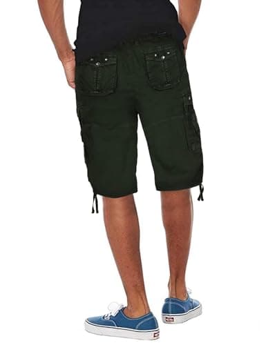 FAIRFAX Ethanol Fried-Denim Mens Belted Cargo Shorts
