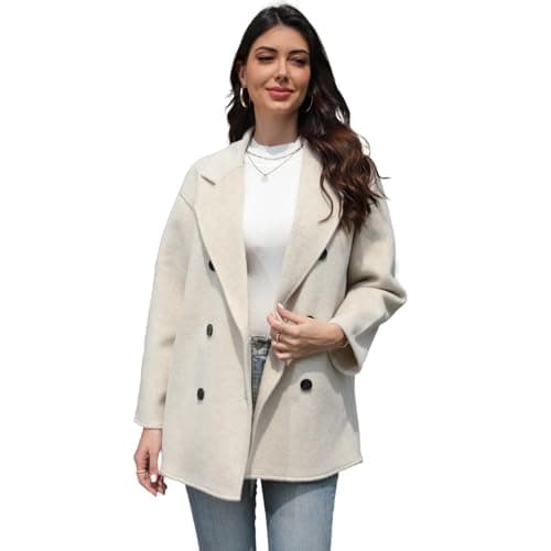 BEINF Women's Classic Double Breasted Wool Coat Safe Warm