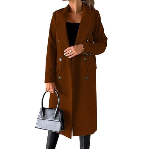 Beko Women's Slim Fit Windproof Trench Coat Wool Blend — X006-brown