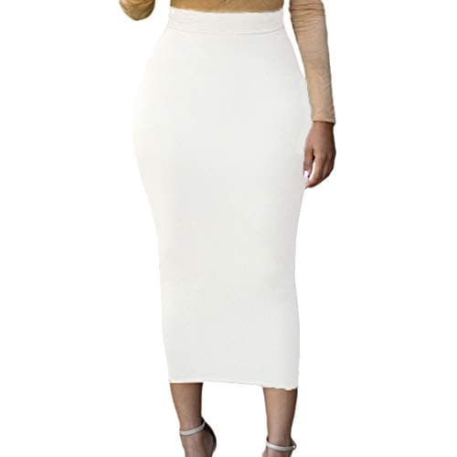 Lrady Women's High Waist Slim Maxi Pencil Skirts for Night Out Party — White