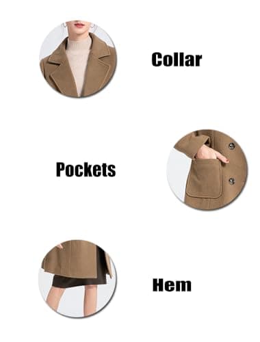 Minibee Women's Winter Warm Wool Peacoat Lapel Jacket