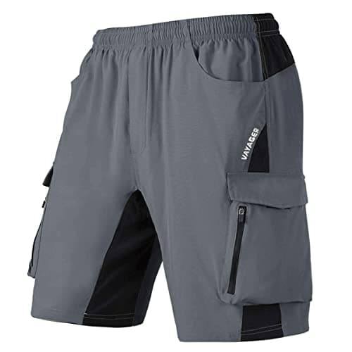VAYAGER Men's Lightweight Casual Hiking Cargo Shorts Multi Pocket Outdoor Travel Shorts — Grey