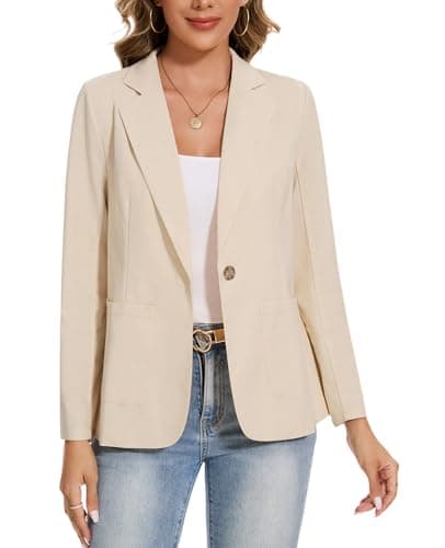 MINTLIMIT Women's Linen-Cotton Blazer Jacket with Pockets