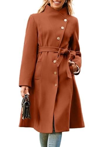 GRACE KARIN 2024 Fall Women's Midi Peacoat with Pockets — Caramel