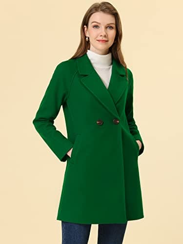 Allegra K Women's Notched Lapel Double Breasted Winter Coats