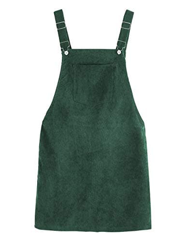 Tanming Women's Corduroy A-Line Cute Pinafore Bib Overall Mini Dress Skirt — Army Green