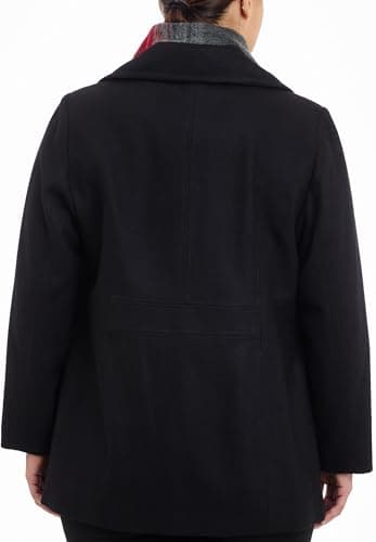 Women's Plus-Size LONDON FOG Double Breasted Peacoat with Scarf