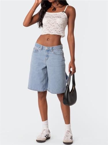 Alyweatry Y2K Loose Denim Bermuda Shorts for Women