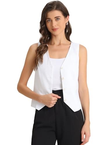 Allegra Linen Vest for Women's Summer Fashion V-Neck Crop Top — Cream White