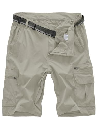 Jessie Kidden Men's Lightweight Quick Dry Water Resistant Fishing Hiking Shorts — Grey Green