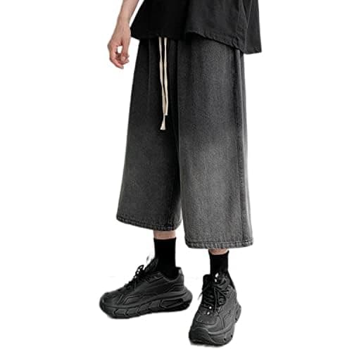 POHADON Y2K Aesthetic Baggy Jeans Shorts Vintage Grunge Streetwear Unisex — Tie Dye Black