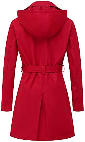 Chrisuno Women's Mid-Length Double Breasted Trench Coat with Hood