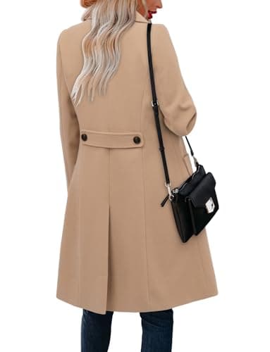 CHICZONE Women's Mid-Length Notch Lapel Double Breasted Wool Coat Winter Overwear