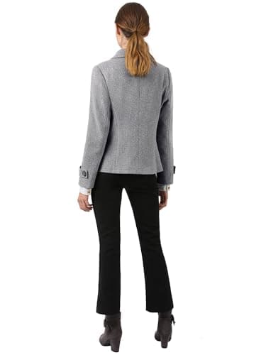 Allegra K Women's Notched Lapel Double Breasted Pea Coat