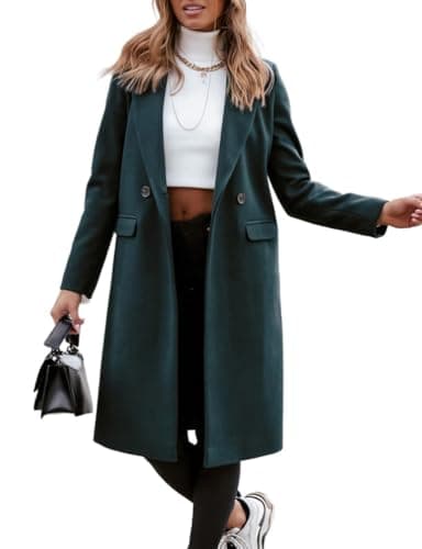 Stylish Long Wool Trench Coats for Women, Perfect for Fall and Winter — Green