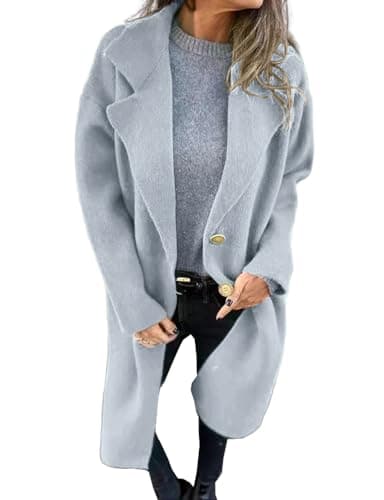 IDEALSANXUN Long Wool Coats for Women Trendy Peacoat Trench Coat — Grey
