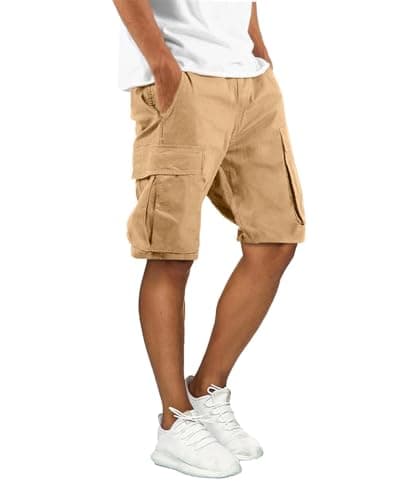Whox Men's Relaxed Fit Cotton Cargo Shorts with Pockets