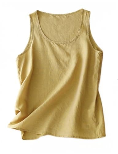 Linen Tank Tops for Women — Yellow