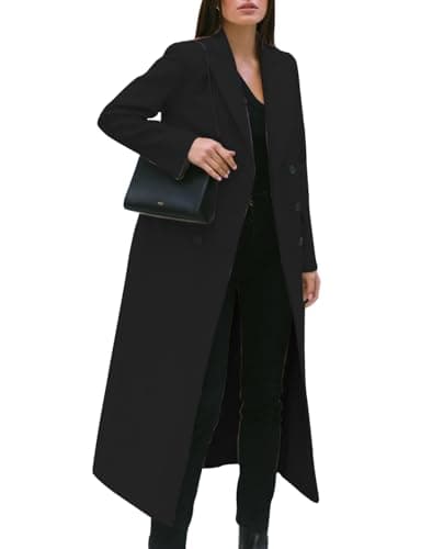 Women's Long Wool Trench Coat — Black