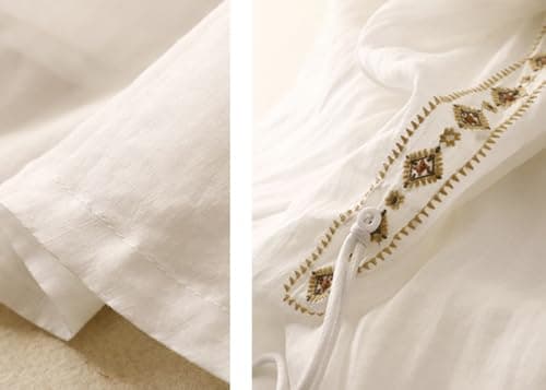 Linen Women's Summer Flare A Line Embroidery Skirt