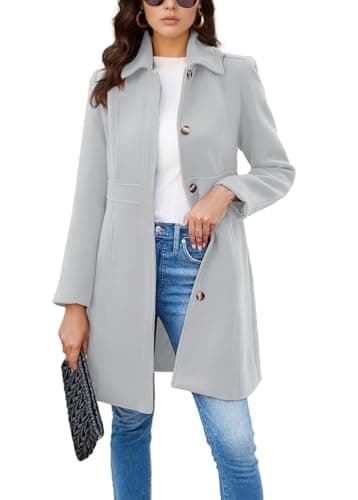 Chouyatou Women's Wool Blend Trench Coat Winter Casual — Grey