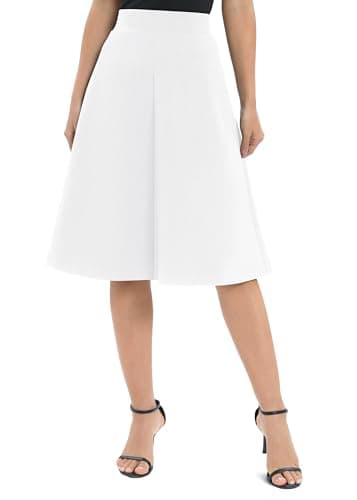 Urban CoCo Women's Elastic Flare Midi Skirt — White