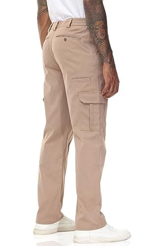 Soojun Men's Elastic Waist Relaxed Fit Stretch Cargo Pants