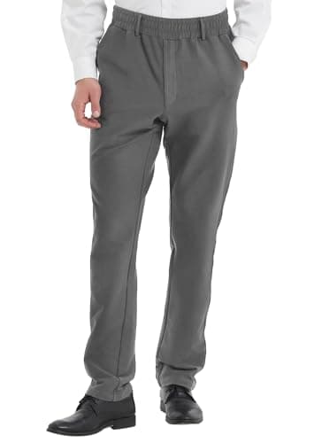 Elastic Waist Jeans for Senior Men with Zipper Fly — Grey/Twill