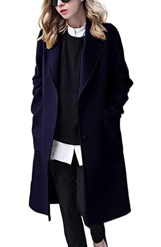 Chouyatou Women's Winter Formal Wool Overcoat — Navy Blue